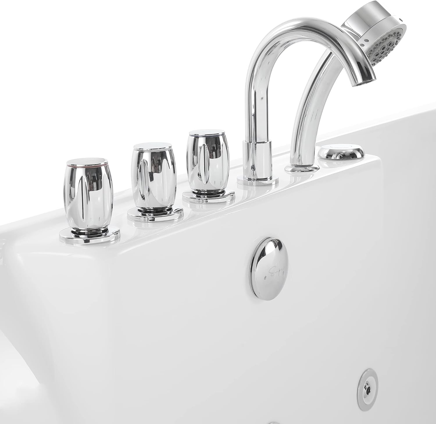 Empava 67 Inch Freestanding Whirlpool Bathtub with 8 Jets Luxury Acrylic Massage SPA Soaking Bath Tub Double Ended, White