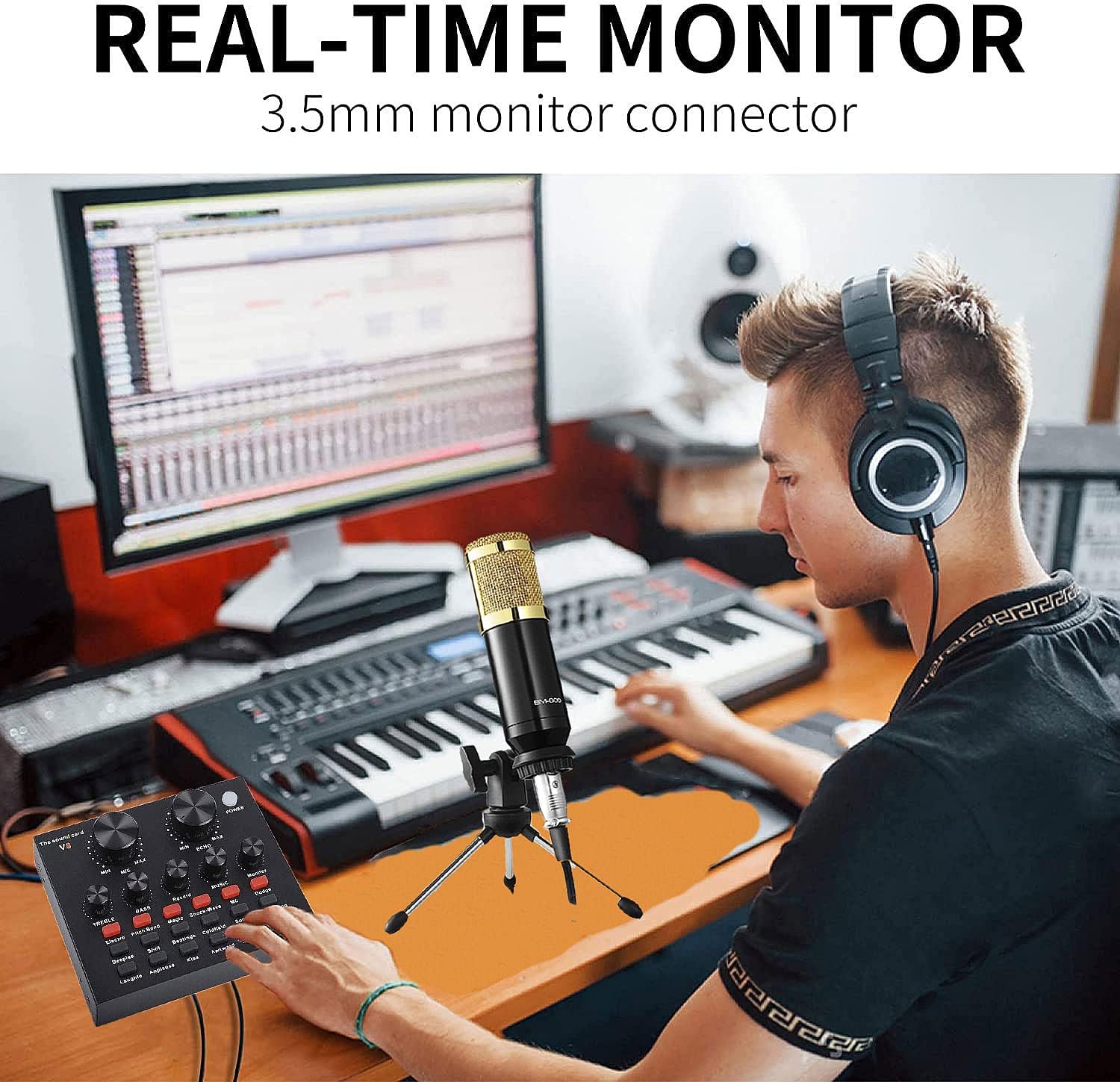 Podcast Equipment Bundle, BM-800 Podcast Microphone bundle with v8 Sound Card