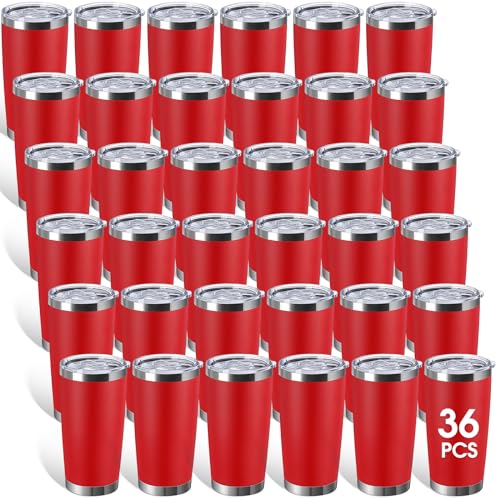 Sieral 36 Packs Stainless Steel Tumbler Bulk with Lid Vacuum Double Wall Insulated Travel Coffee Mug Powder Coated Tumbler Cup for Graduation Wedding