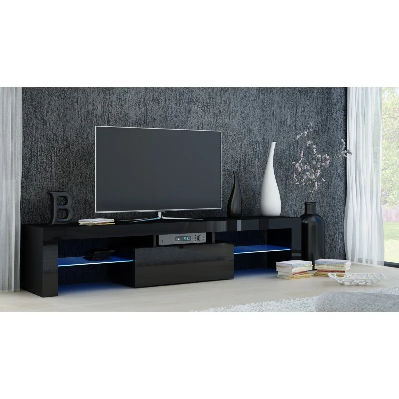 ZEVA 63" modern black TV Stand with LED
