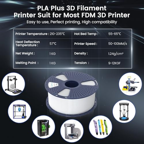 SUNLU 3D Printer Filament Bundle, PLA Plus Filament 10KG 1.75mm, Neatly Wound Filament for Most 3D Printer, 10 Colors, 1kg Spool