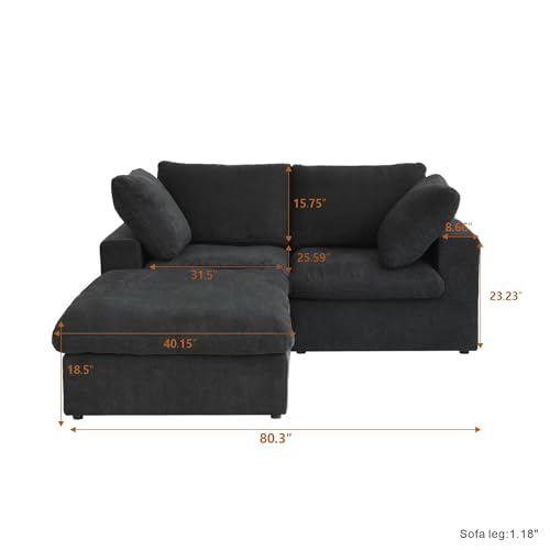160.6" Cloud Couch Modular Sectional Sofa for Livingroom,Oversized Convertible Sofa with Storage Ottomans,6 Seat Wide Couches