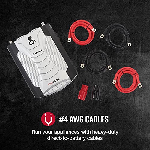 Cobra PRO 2500W Professional Grade Power Inverter, Portable – 2500-Watt Car Charger, 4 Grounded AC Outlets
