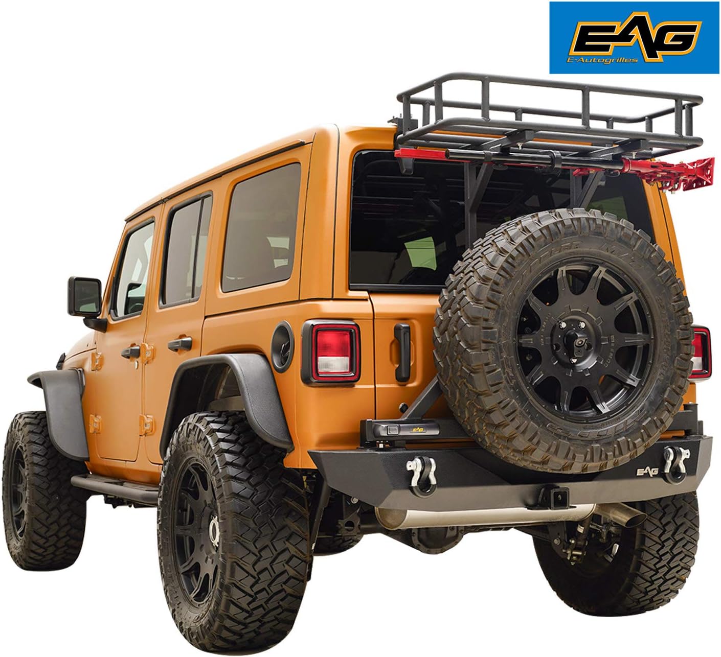 EAG Rear Cargo Carrier Basket on OE Tailgate with Jack Mount Compatible with 2018-2021 Wrangler JL