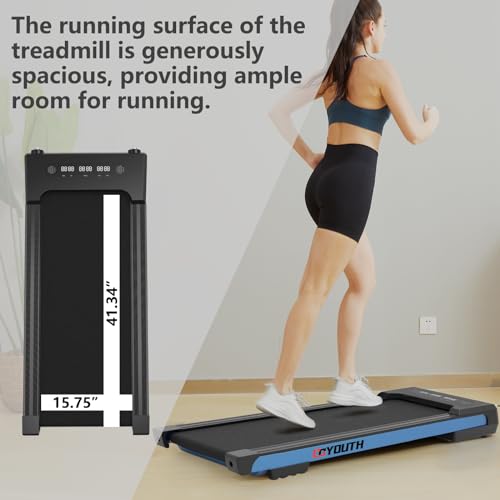 GOYOUTH 2 in 1 Under Desk Electric Treadmill Motorized Exercise Machine with Wireless Speaker, Remote Control and LED Display