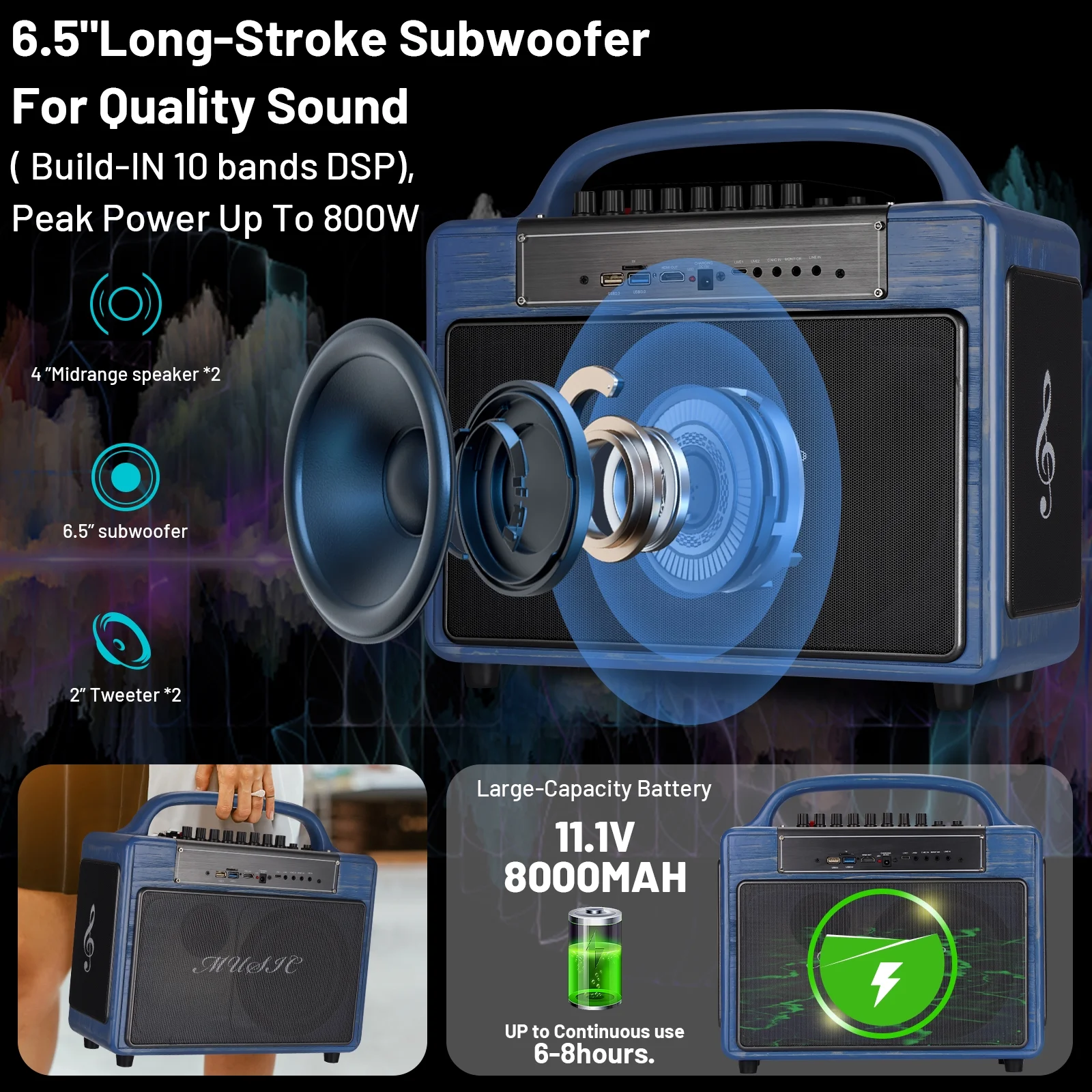 Portable Karaoke Machine Systems Wireless BT Streaming Loudspeaker for Adults&Kid,14”HD Touch Screen/Android 12/4+64G