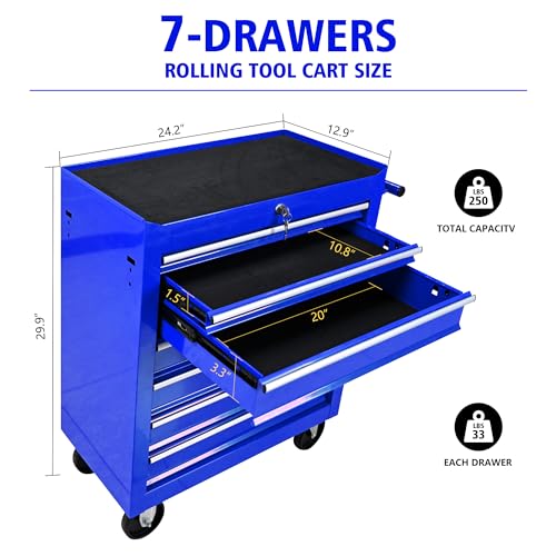 5-Drawer Rolling Tool Chest, Modular Tool Cabinet with Brake Casters & Removable Drawers, Workshop Toolbox Cart for Factory/Garage, Black