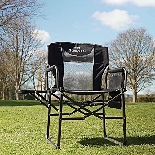 SUNNYFEEL Oversized Camping Directors Chair 2 Pack, Portable Folding Lawn Chairs for Adults Heavy Duty with Side Table,Pocket for Beach, Fishing