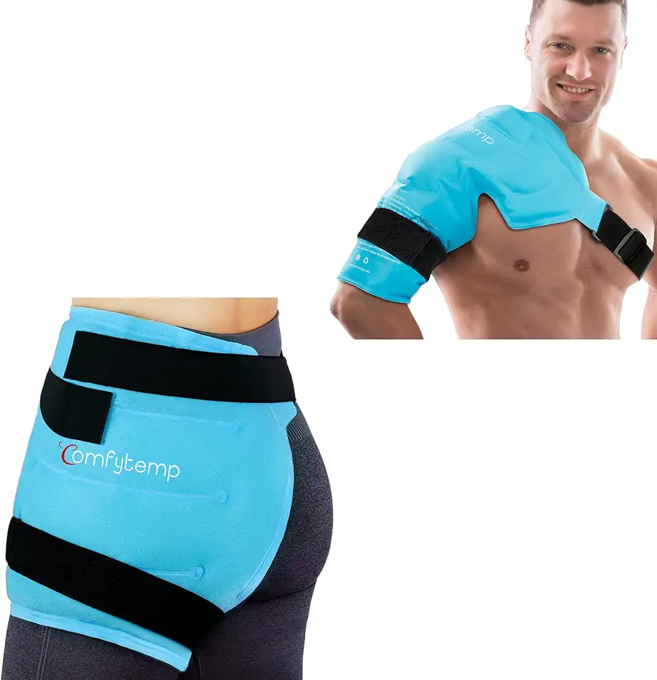 Comfytempp Large Hip Ice Pack Wrap for Hip Replacement, Fracture, Hip Pain Relief & Shoulder Ice Pack Rotator Cuff Cold Therapy Bundles