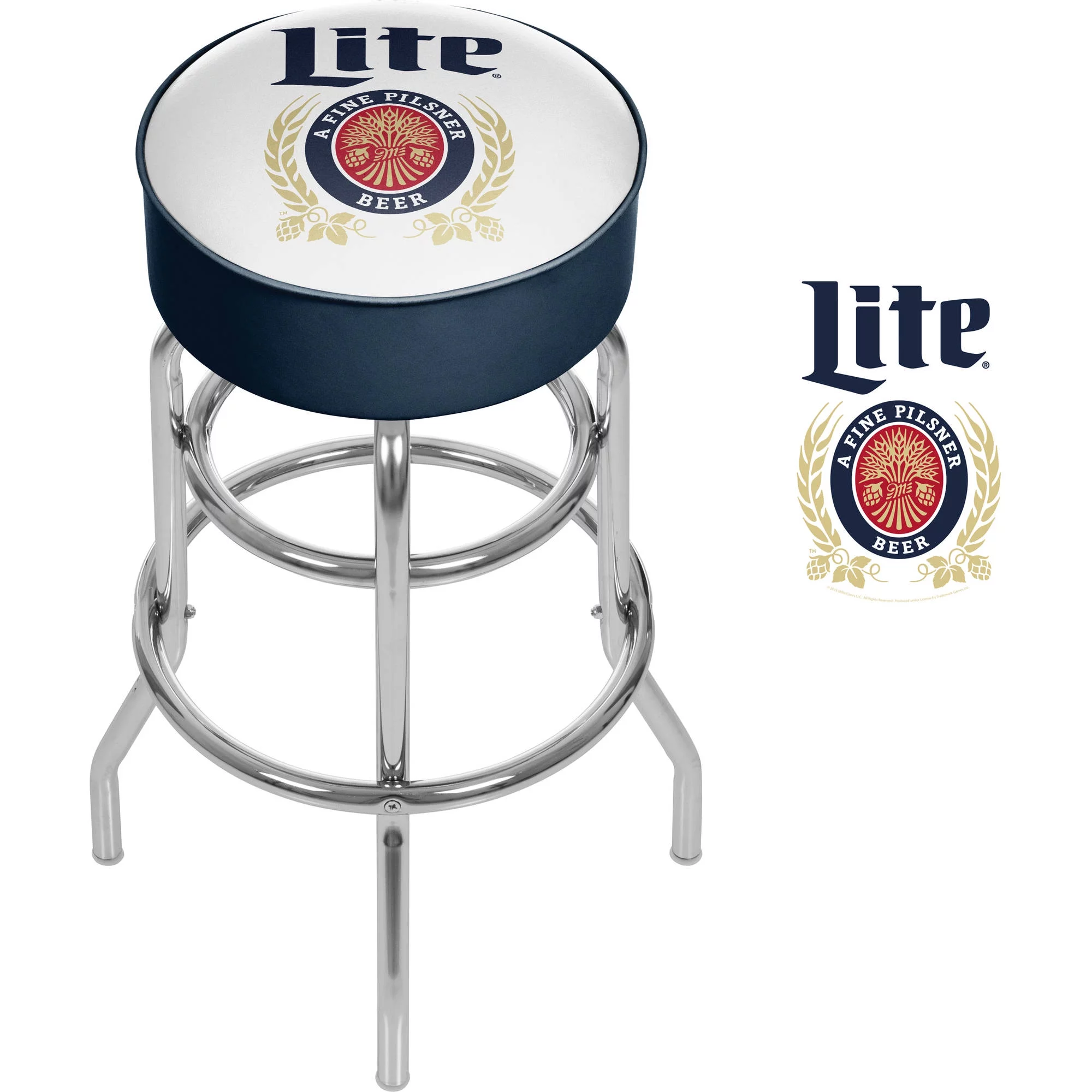 Miller Lite Padded Swivel Bar Stool, Retro