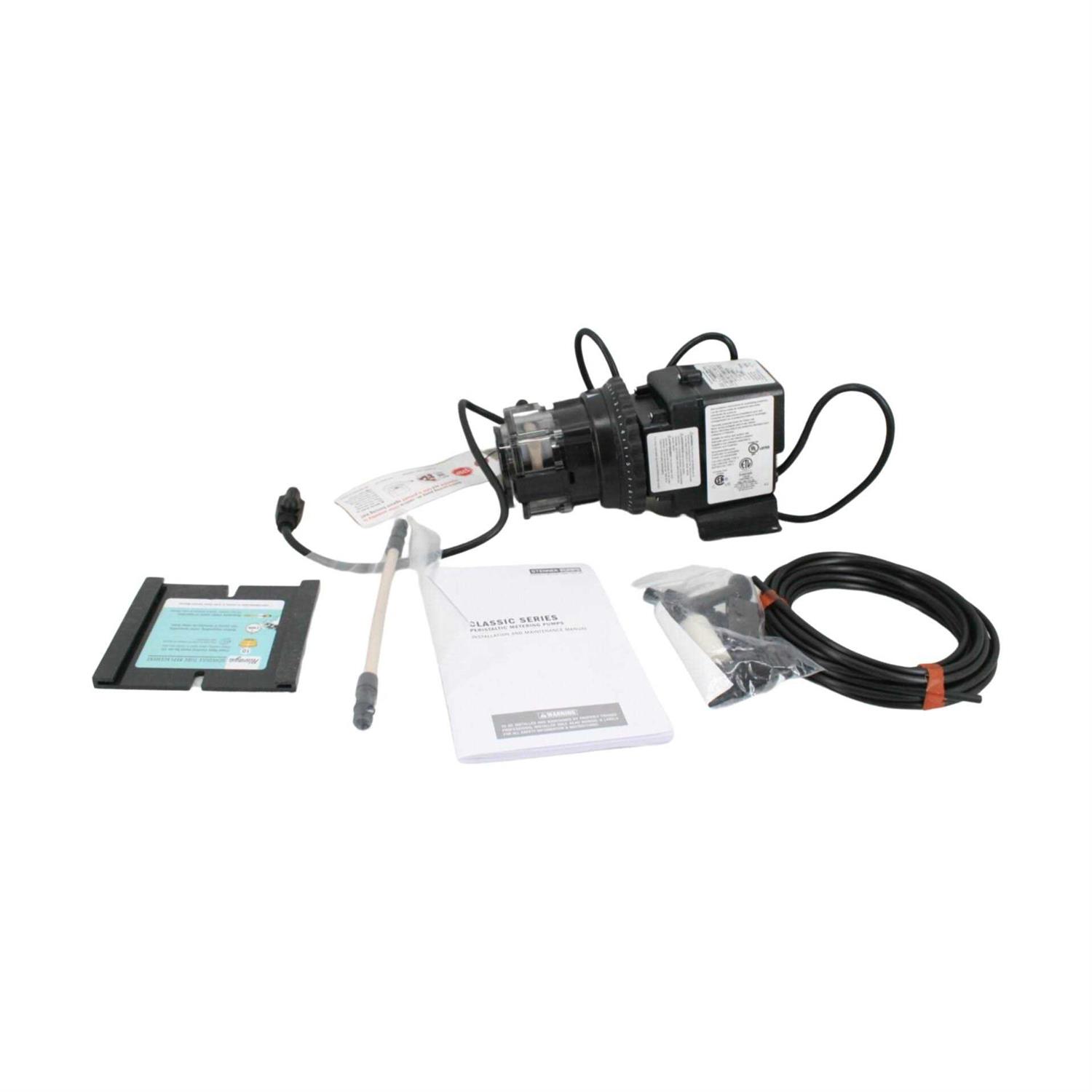 Stenner Pump 85mhp17. Stenner Peristaltic Pump Adjustable Head Rated at 0.8 to 17.0 gpd Adjustable Head. Rated at 100 psi. Ideal Chlorine Pump
