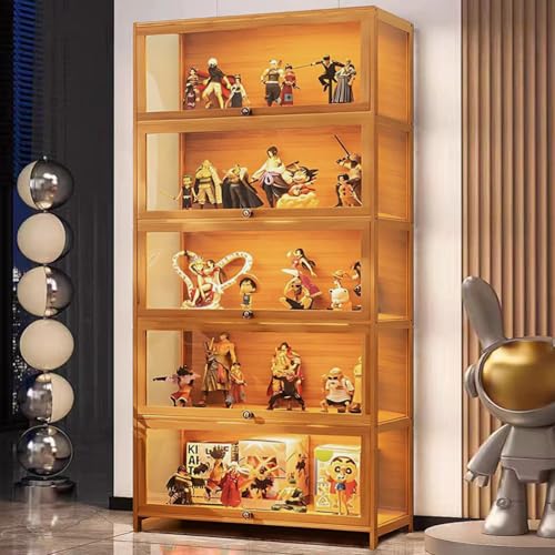 68” Curio Display Cabinet, 5 Tier Storage Cabinet with Acrylic Glass Door, Collectibles Toy Organizers Rack & Display Shelf