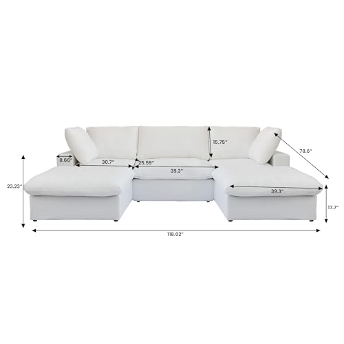 160.6" Cloud Couch Modular Sectional Sofa for Livingroom,Oversized Convertible Sofa with Storage Ottomans,6 Seat Wide Couches