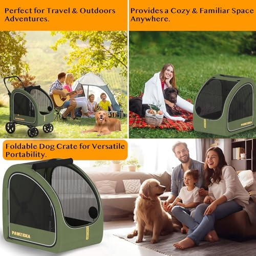 PAWZIDEA Dog Stroller for Large Dogs, Pet Stroller with Detachable Carrier for Portable Dog Crate for Car Seat, Foldable Dogs Jogger Strollers