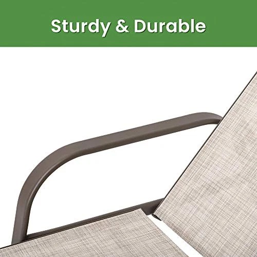 Crestlive Products  Outdoor Adjustable Chaise Lounge Chairs (Set of 2) Beige Fabric, Brown Frame