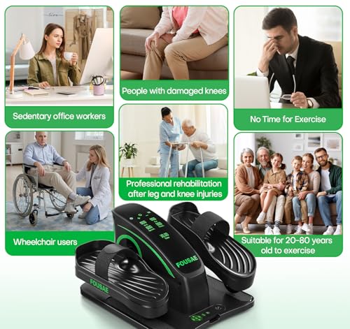 Under Desk Elliptical, Upgraded 6 Adjustable Resistance &15 Speeds Leg Exerciser While Sitting for Seniors with Forward & Reverse Direction
