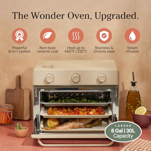 Our Place Wonder Oven | 6-in-1 Air Fryer & Toaster Oven with Steam Infusion | Compact, Countertop Friendly, Fast Preheat, Multifunctional | Air Fry