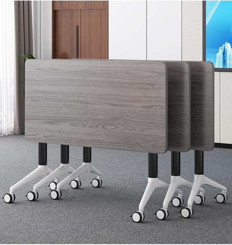 Conference Table Foldable Meeting Tables, Mobile Training Table with Wheels, Flip Top Rolling Seminar Meeting Table for Offices, Meeting Rooms