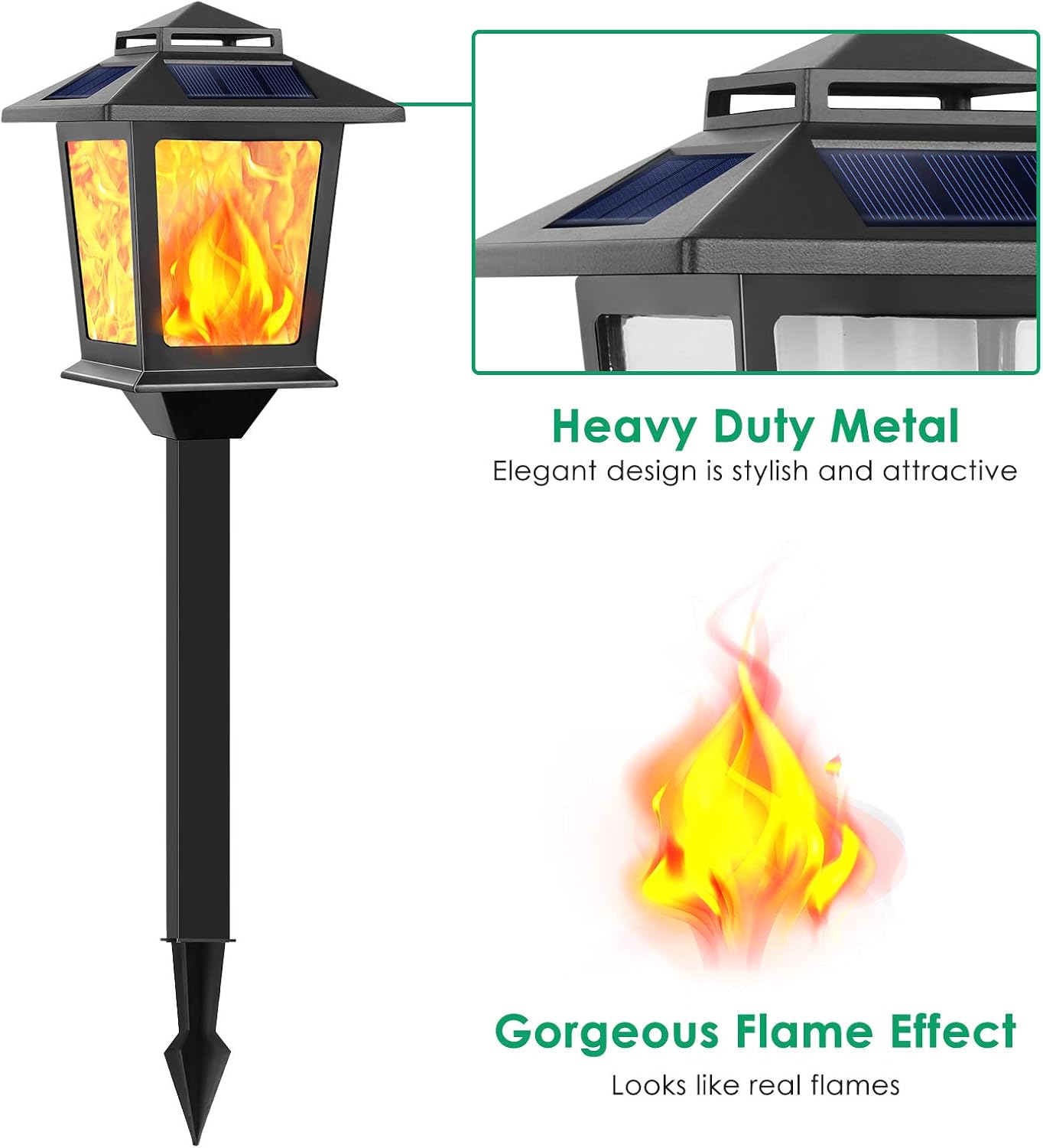 TomCare Solar Outdoor Lights Anti-Rust Metal Flickering Flame Solar Torches Lights Decorative Outdoor Lighting Solar Powered Waterproof Solar Pathway