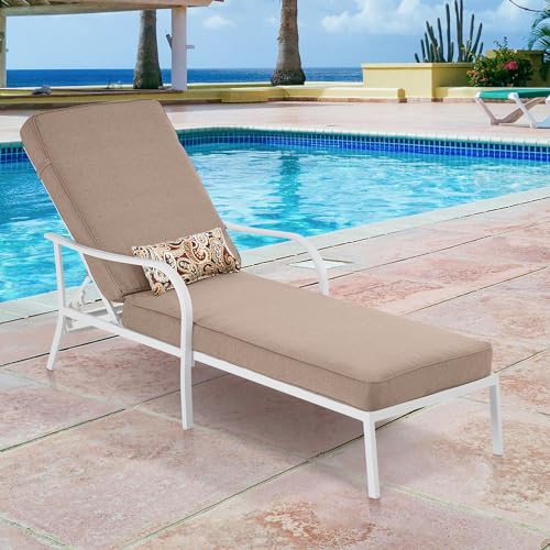 ivinta Outdoor Chaise Lounge Chair with Thick Cushion