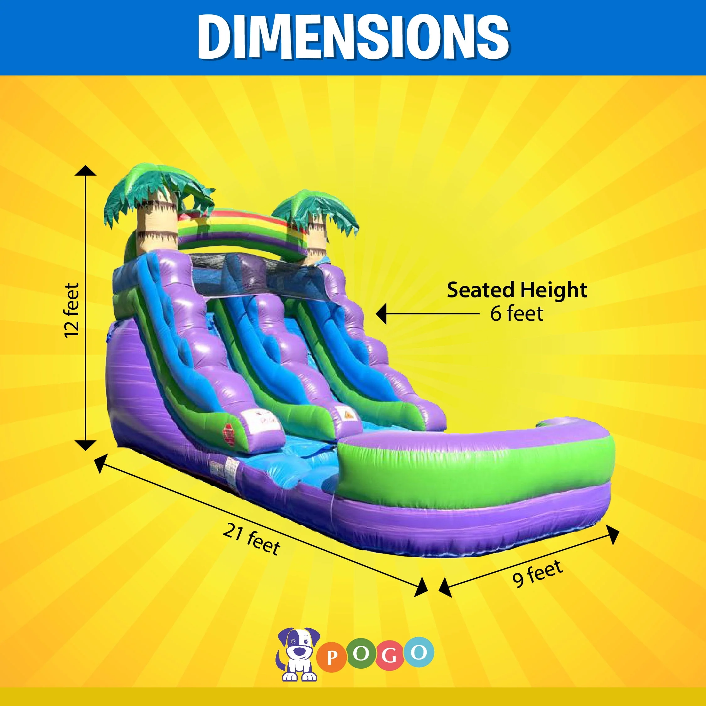 Pogo Bounce House Crossover Kids Inflatable Water Slide, Pink Unicorn with Blower, 12 ft