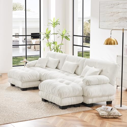 Modern Modular Sectional Sofa Couch with 2 Ottomans, Luxury Oversized U Shaped Cloud Couch for Living Room