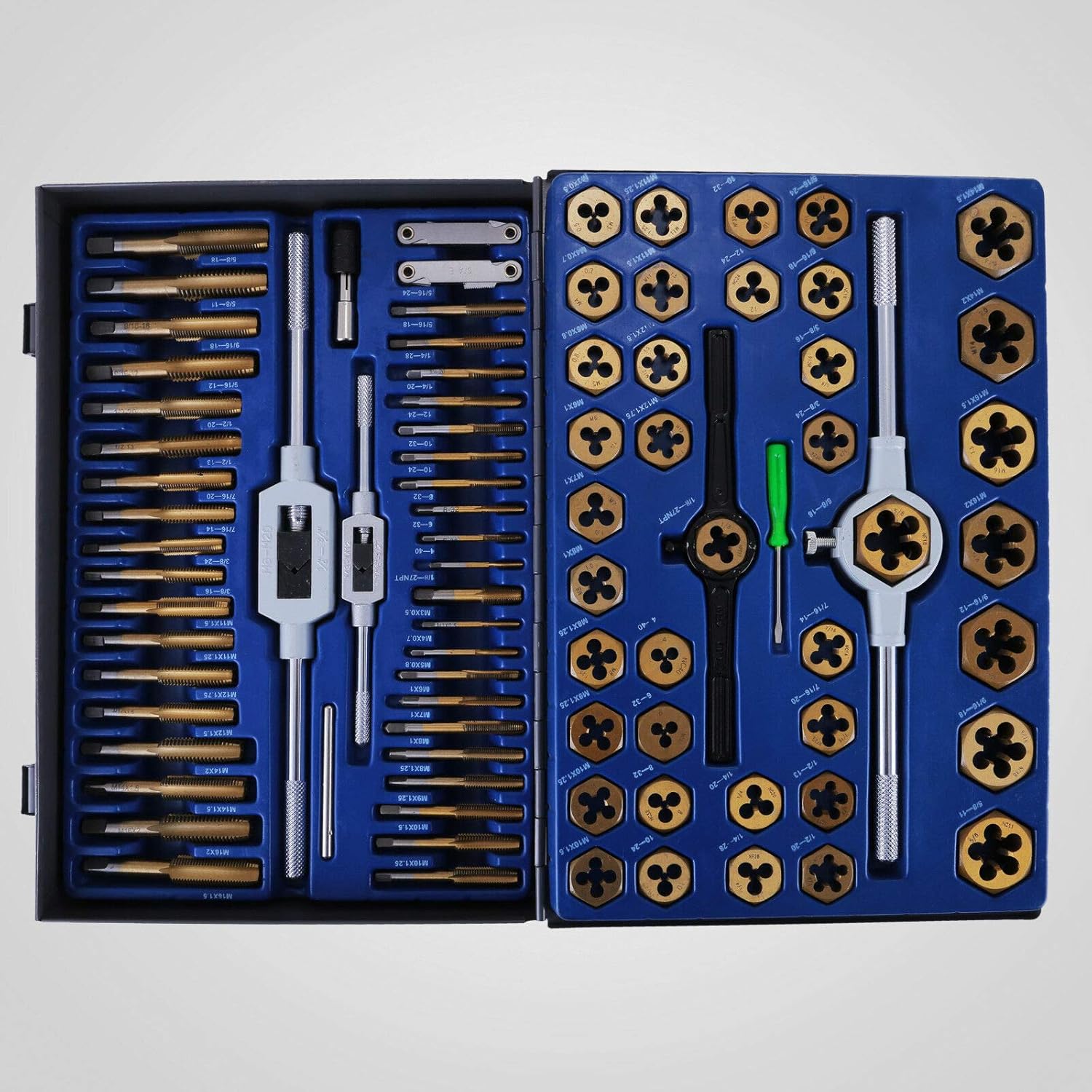 86-Piece Tap and Die Set Combination Tap Die Set Metric Tungstem Steel Titanium SAE Standard for Cutting