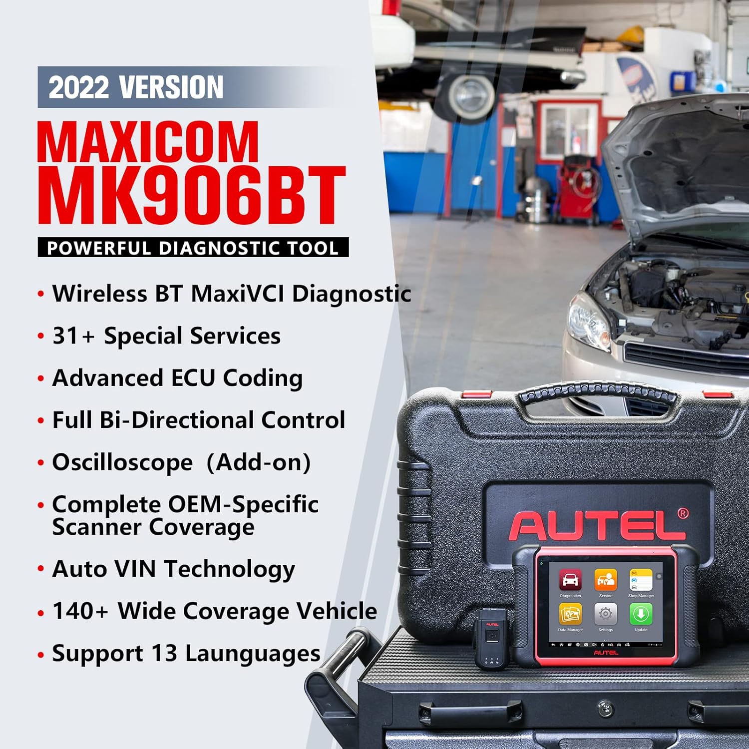 Autel Scanner MK906BT Automotive Scan Tool - 2022 Newest Scanner Same as MaxiSys MS906BT/MS908/MK908, All System Diagnostic, ECU Coding