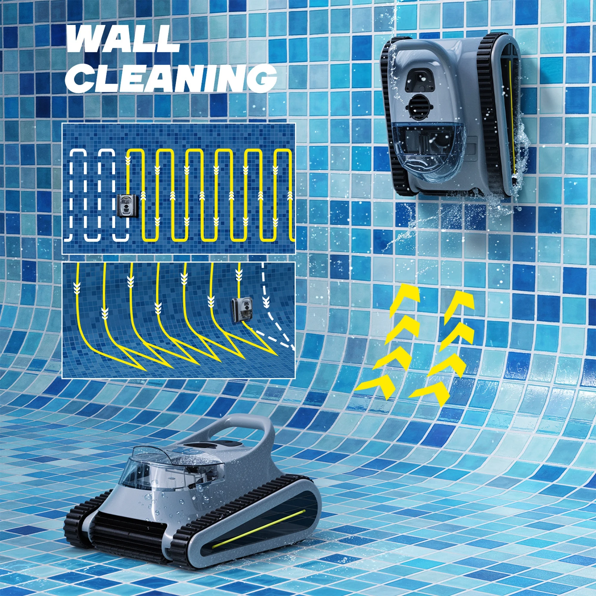 Seauto Crab Robotic Pool Vacuum, Wall-Climbing, Automatic Cordless Pool Cleaner,  Ideal for In-Ground Pools