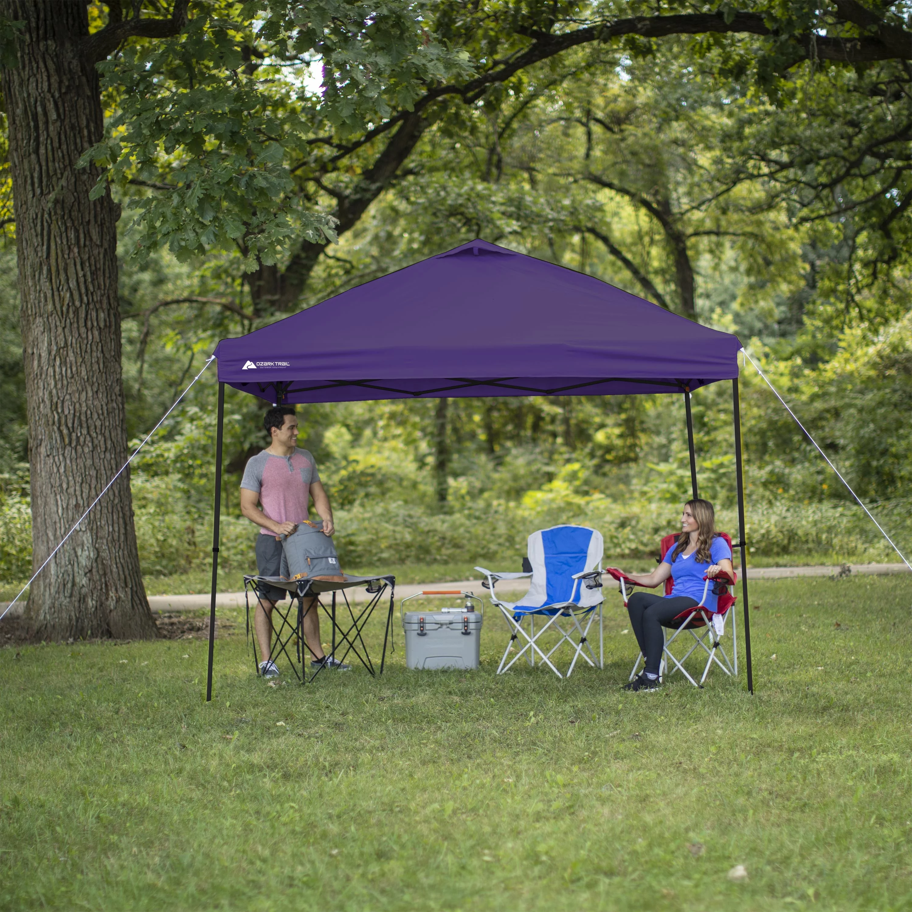 Ozark Trail Simple Push Straight Leg Instant Canopy, White, 10 ft x 10 ft