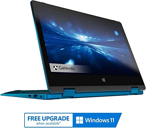 Gateway Newest Touchscreen 11.6 HD 2-in-1 Convertible Laptop in Blue Intel N4020 4GB RAM 64GB SSD Mini-HDMI Webcam Hugo Tech Mart Windows 11 S