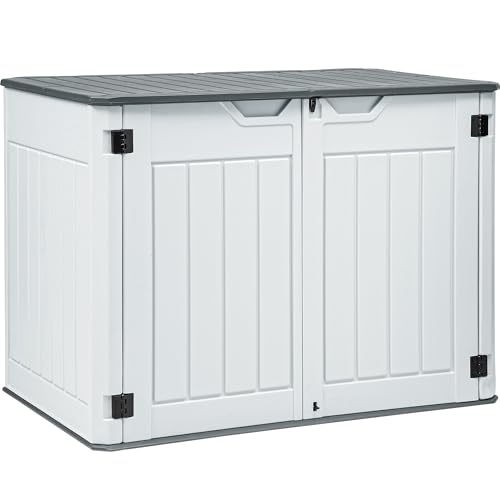 YITAHOME Outdoor Horizontal Storage Sheds w/o Shelf, Weather Resistant Resin Tool Shed, Multi-Opening Door for Storage of Bike, Trash Cans
