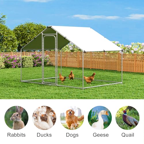 Large Metal Chicken Coop with Waterproof and UV-Resistant Cover