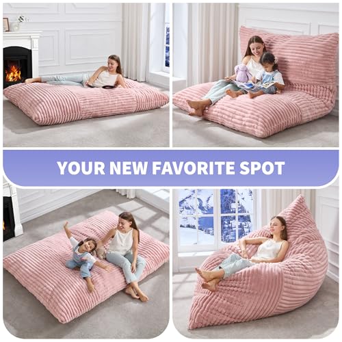 Hobestluk 3 in 1 Bean Bag Chair Giant Bean Bag Chairs Convertible Bean Bag Floor Cushion with Machine Washable Cover