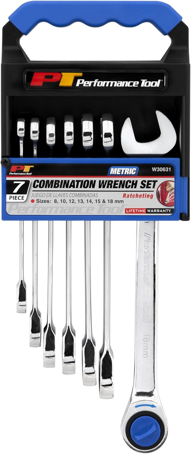 Performance Tool W30641 12pc SAE Combo Ratcheting Wrench Set | Drop Forged Chrome Vanadium Steel | Corrosion Resistant Finish | Sizes: 1/4, 5/16, 3/8