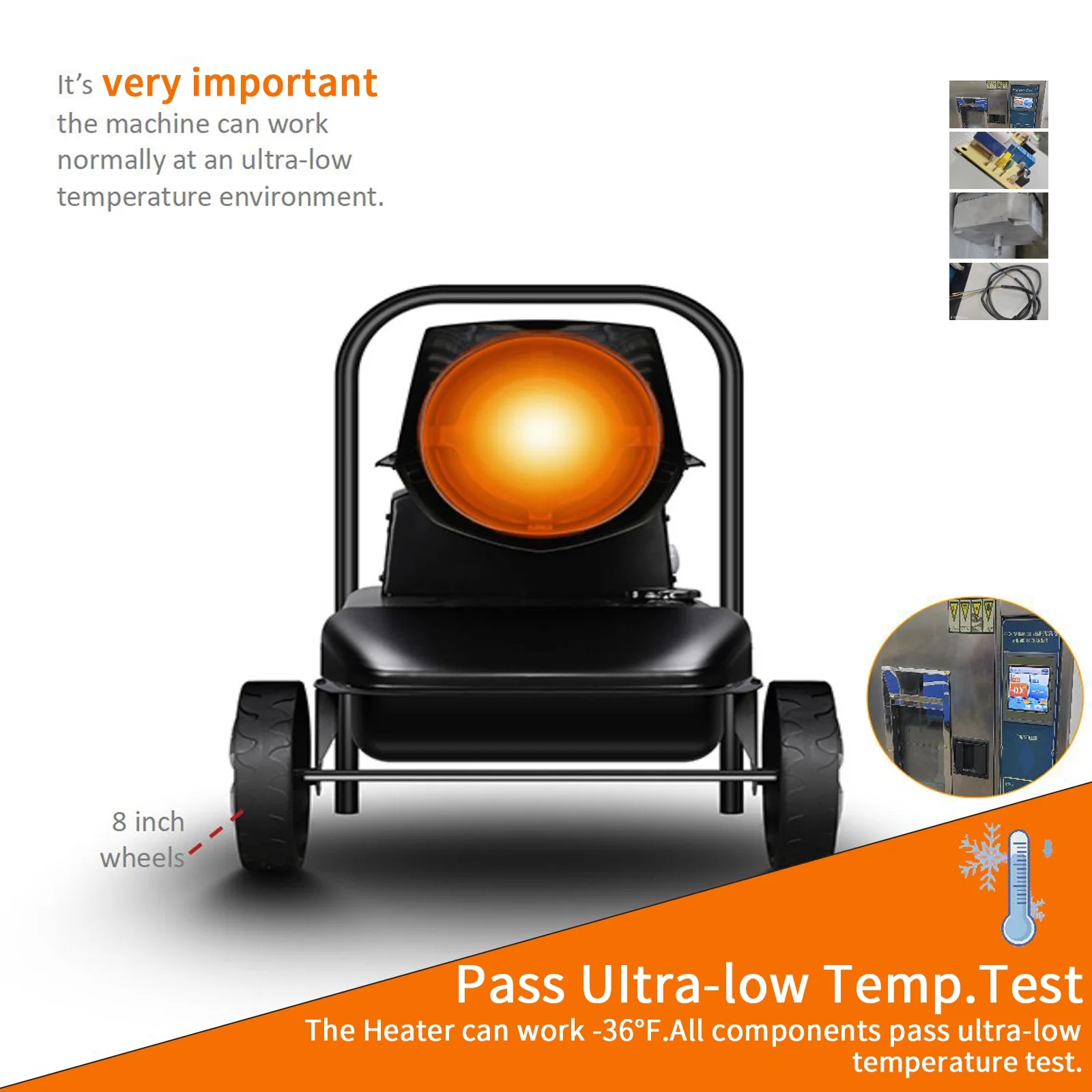 KEHOMY 220 Portable Movable Torpedo Forced Air 215000BTU Heavy-duty Kerosene/Diesel Heater with Thermostat Control and Overheat Protection for