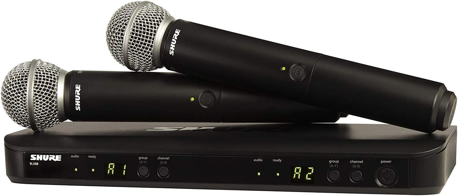 Shure BLX288/SM58 Dual Channel Wireless Microphone System with (2) SM58 Handheld Vocal Mics