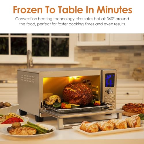 Nuwave Bravo Air Fryer Toaster Smart Oven, 10-in-1 Countertop Convection, 1800 Watts, 21-Qt Capacity, 50°-450°F Temp Controls