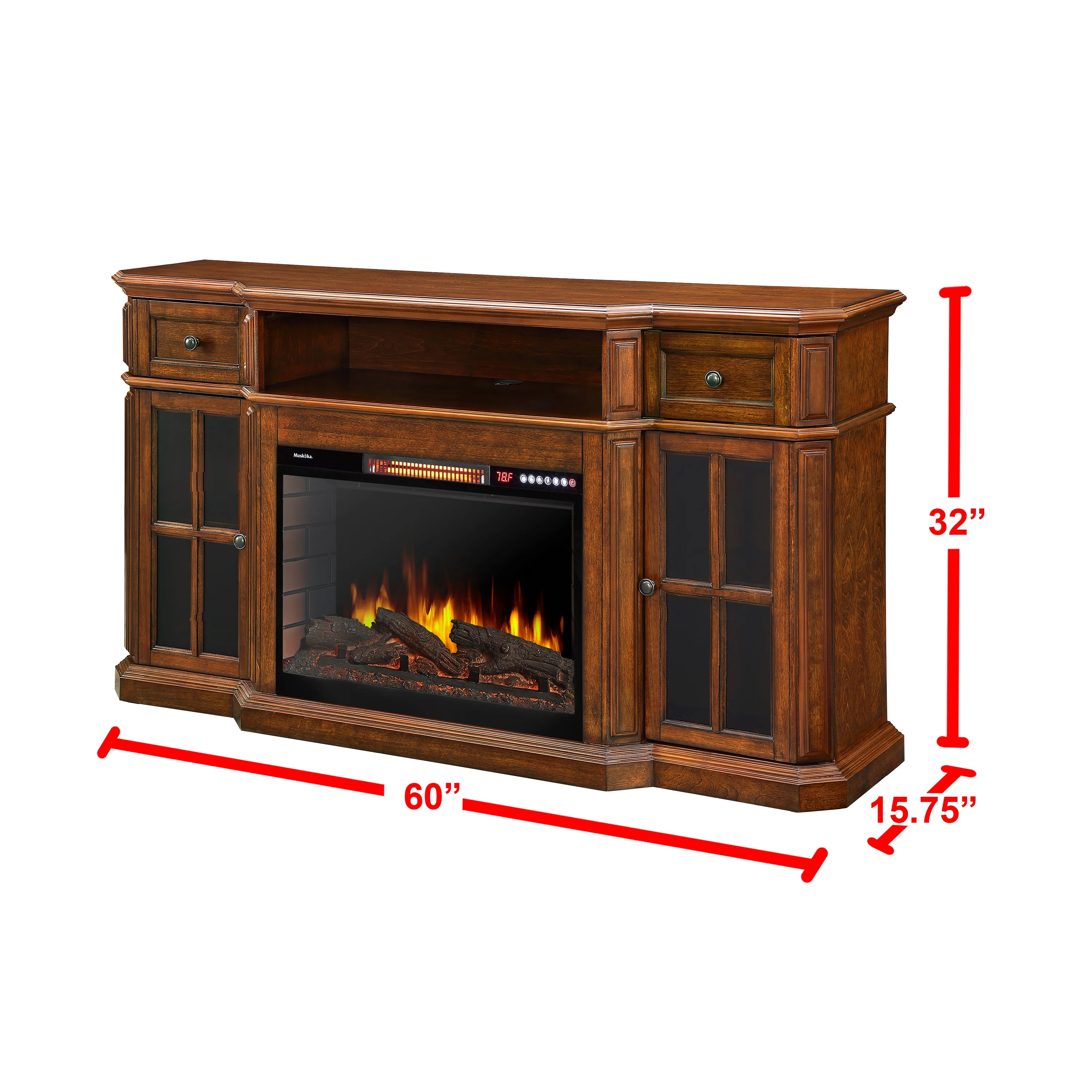 Muskoka Sinclair Electric Fireplace TV Stand in Aged Cherry 259-18-48