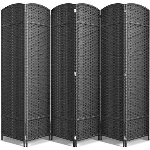 Sorbus 8-Panel Black Room Divider with Double Hinged Panels, 6 ft Tall Folding Privacy Screen