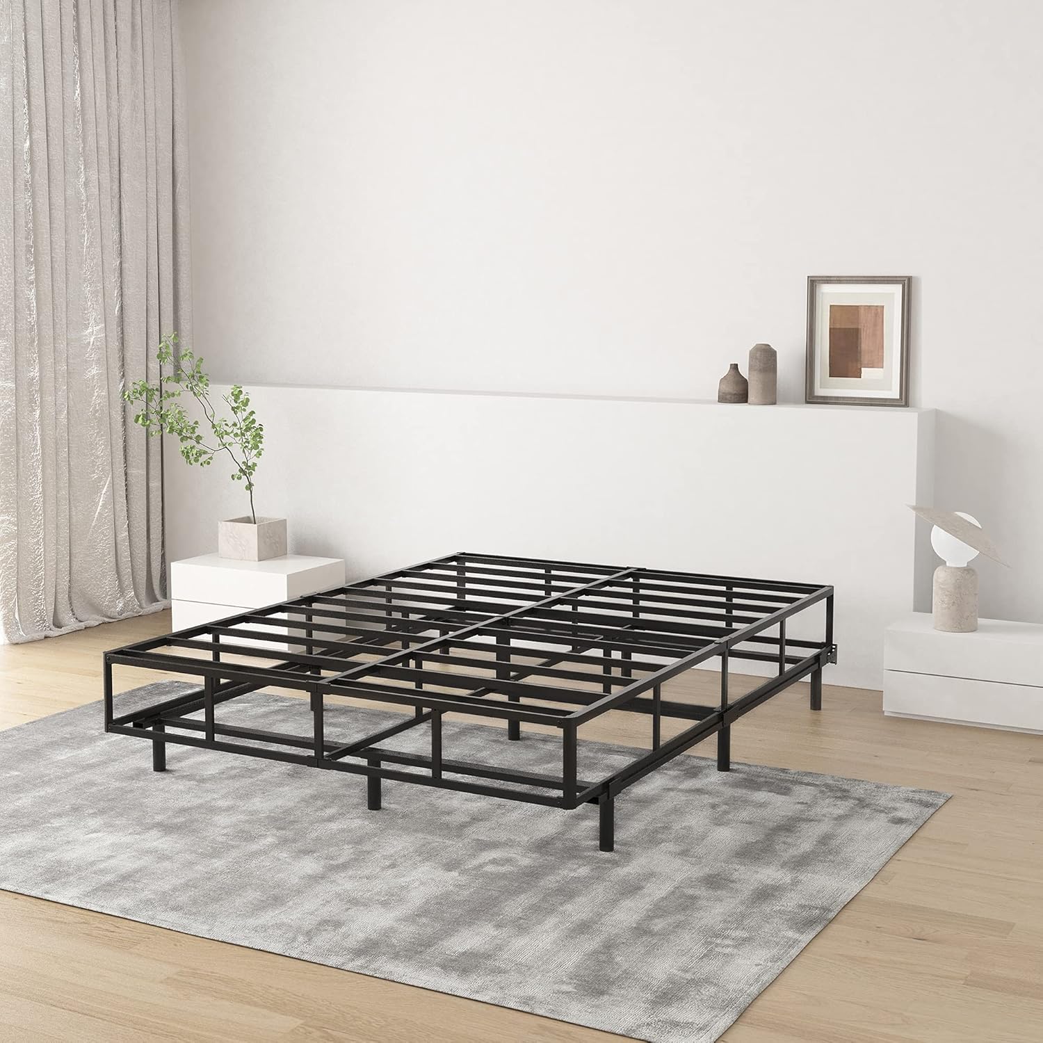ZIYOO Cal King Box Spring 9 Inch High Profile Easy Assembly,Mattress Foundation/Heavy Duty Metal Steel Structure/Quiet Noise-Free Accessory