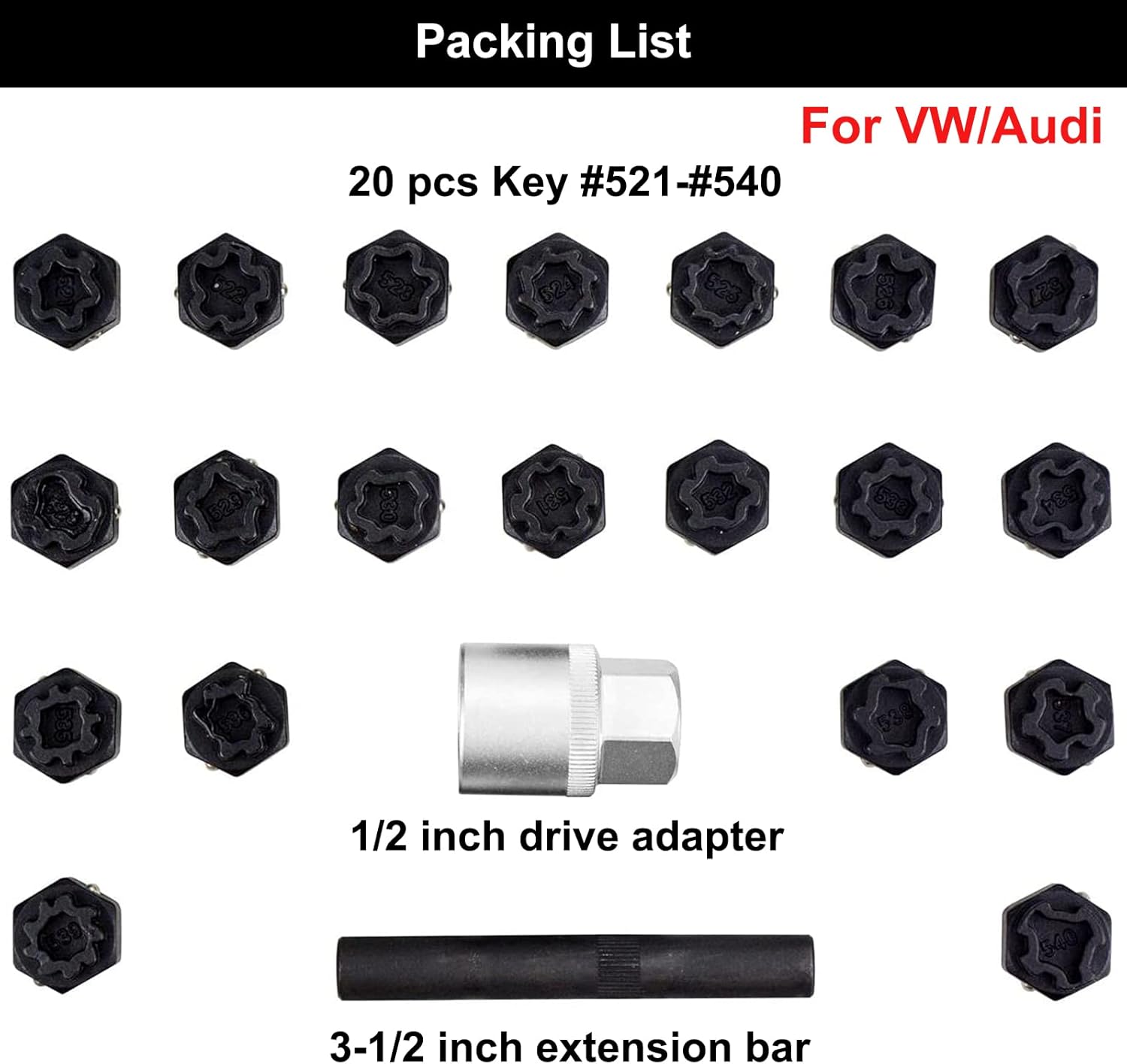 CATUDIY 22pcs Screws Removal and Install Socket Sleeve Set, Anti-Theft Wheel Lock Lug Nuts Remover Kit