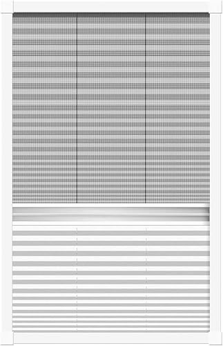 Schellenberg 70990 Insektenschutz-Plissee & Verdunkelung f&uuml;r Dachfenster 114 x 160 cm in Wei&szlig;
