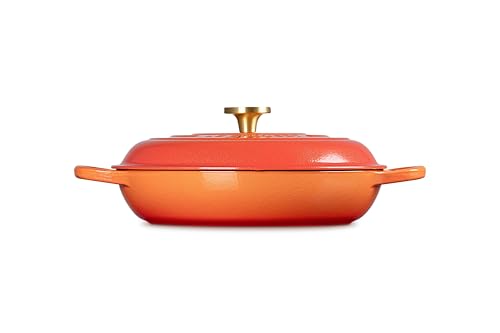Le Creuset Enameled Cast Iron Signature Oval Dutch Oven, 15.5 qt., Flamme Doree with Crucible Knob