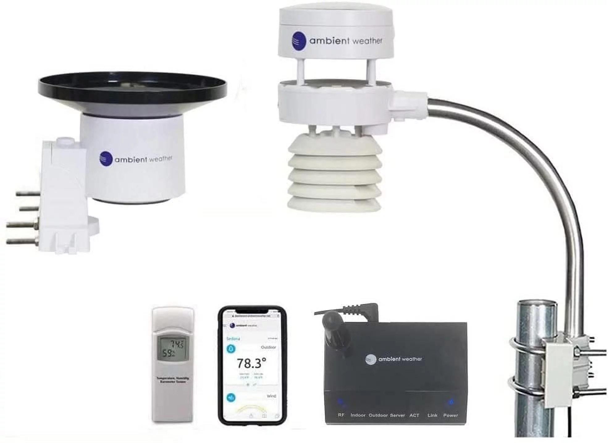 Ambient Weather WS-5000-IP Ultrasonic Professional Smart Weather Station with Remote Monitoring and Alerts