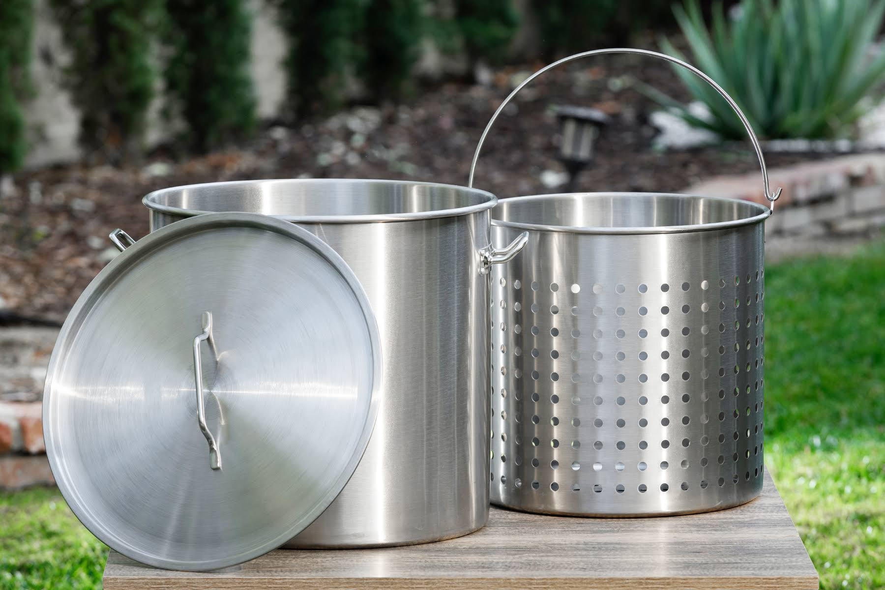 74Qt Commerical Food-Grade Stainless Steel Stock Pot Crawfish Basket with Lid
