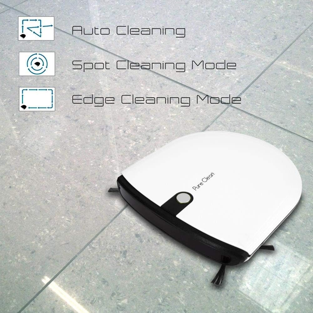 PURE CLEAN Robot Vacuum Cleaner - Low Profile Cleans Pet Hair Under Furniture - Automatic Robo Charge Dock
