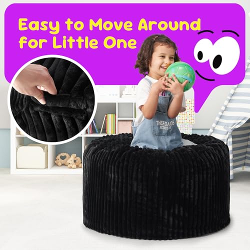 Hobestluk 5ft Bean Bag Chairs for Adults Large Beanbag Chair with Stripe Plush Cover Big Bean Bag Chair for Living Room Bedroom Dorm Office -Black