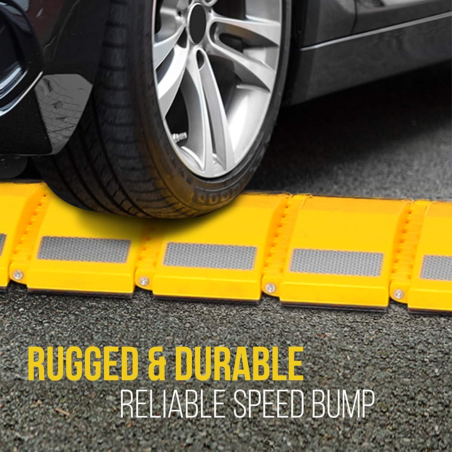 Pyle Portable Vehicle Traffic Speed Bump - 9.8' ft Heavy Duty Reflective Plastic Humps
