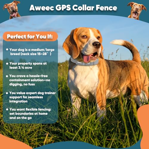 GPS Electric Dog Fence with Free App, Wireless Fence System with Training Collar, Portable Fence for Outdoor Use